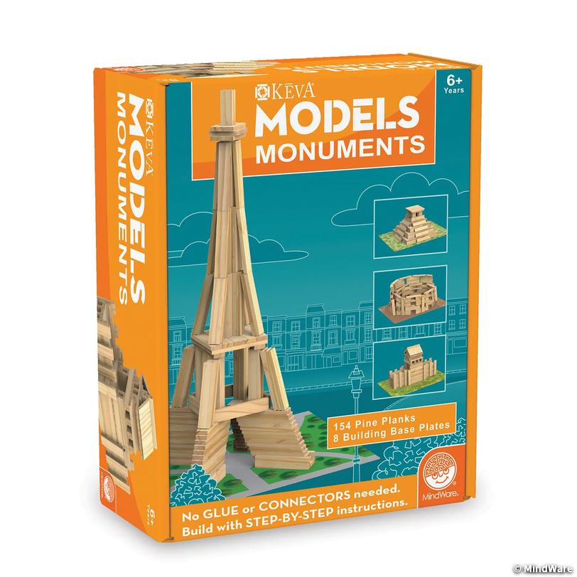 MindWare photograph of the KEVA Models Monuments wooden building set